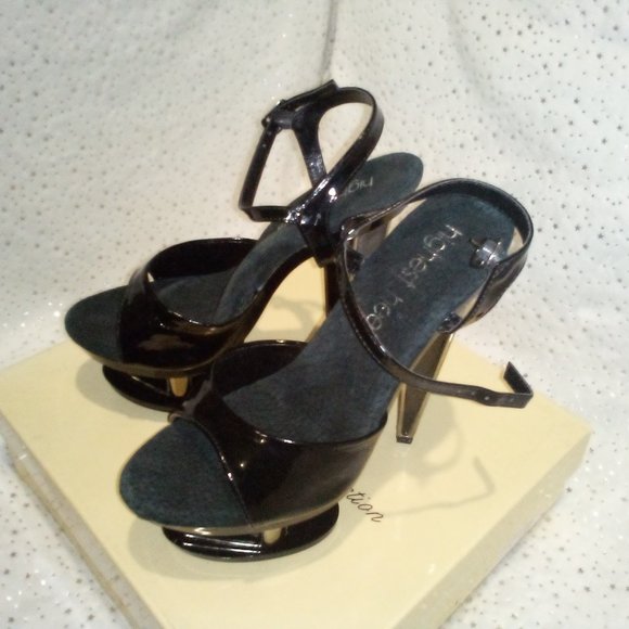 Highest Heels Spectrum-31 Platform Sandals, Black Pewter, 7 M US - Picture 3 of 12